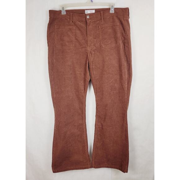 New brown Gap 70s Flare High Rise corduroy pants Size 20 Retro Boho Hippie - Picture 1 of 8